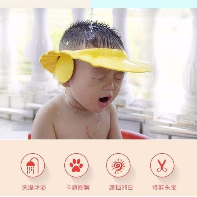 Multifunctional Baby Hairdresser Wash Head Sunscreen Hat Waterproof Ear Protector Adjustable Baby Shampoo Cap Bath aa