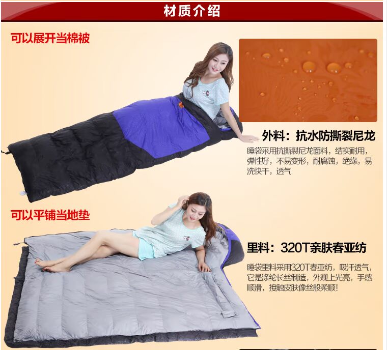 Miễn phí thuyền lạc đà ngoài trời -30 ° C xuống túi ngủ mùa đông siêu nhẹ đơn trong nhà ấm áp dày người lớn ngủ túi ngủ hình thú người lớn
