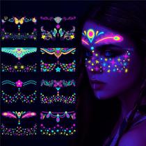 Music Festival Fluorescent Butterfly Waterproof Face Sticker Masquerade Neon Tattoo Sticker 2024 New Face Sticker