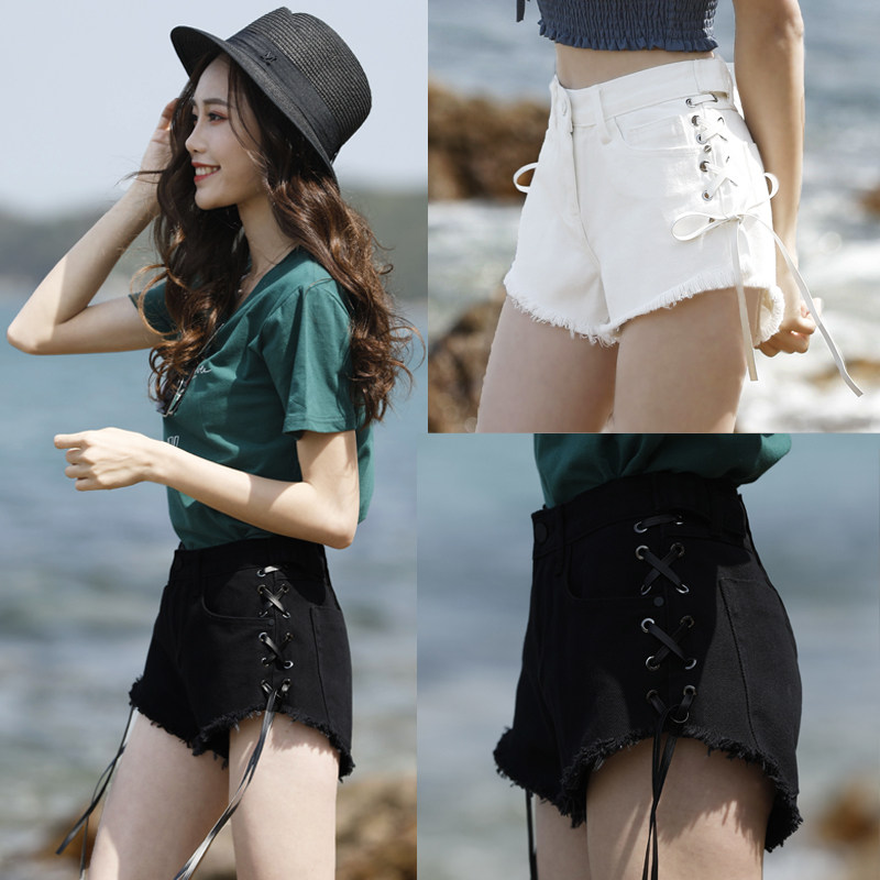 Black denim shorts women's summer 2020 Korean version loose student all-match wide-leg Harajuku chic irregular shorts women