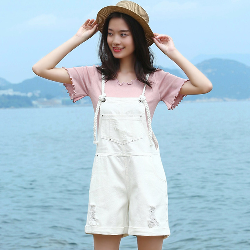 Cute baby bag shorts female summer 2019 new Korean version loose white bf Harajuku students small fresh baby bag pants