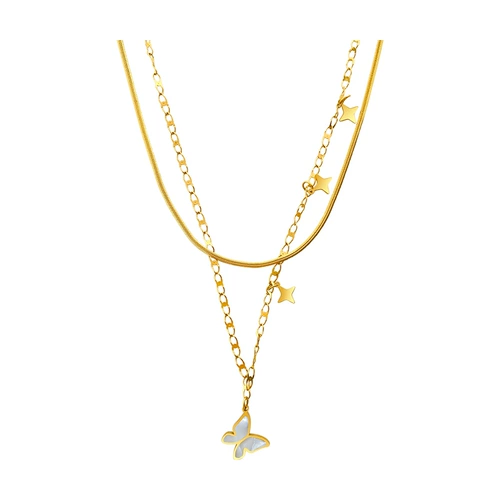 Ожерелье, цепочка до ключиц из нержавеющей стали, аксессуар, простой и элегантный дизайн, не выцветает, популярно в интернете