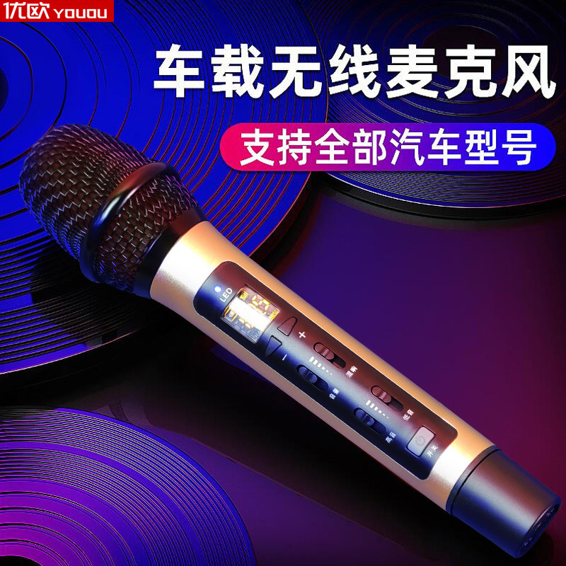 Wireless FM Car KTV microphone Car bus truck Universal car with mobile phone lanyard sound card live singing