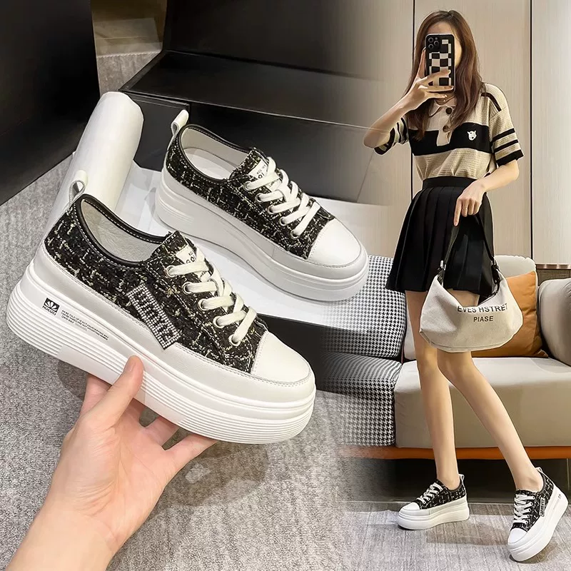 Белая обувь для отдыха, Гонконг, стиль Chanel, натуральная кожа