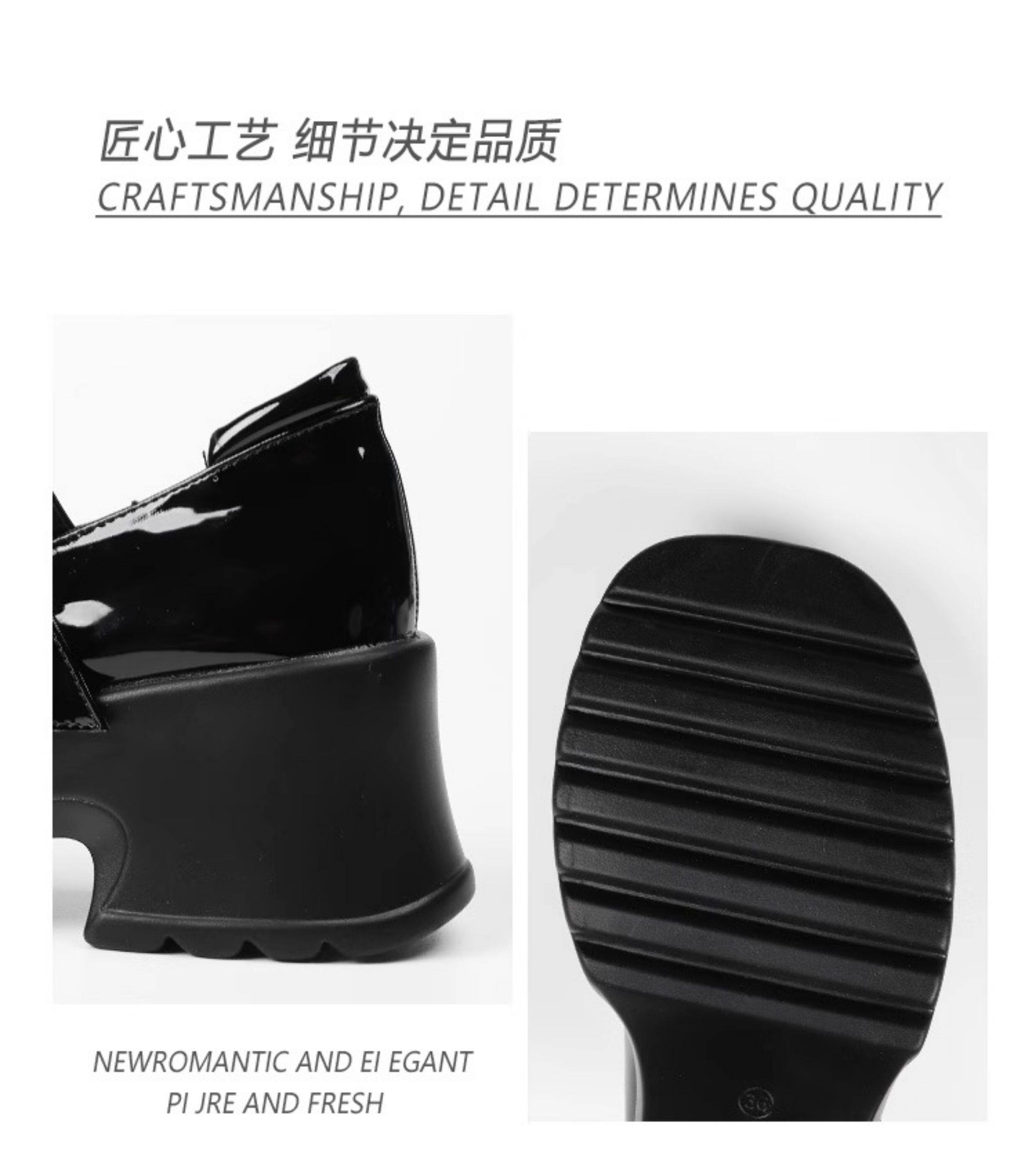 Туфли Мэри Джейн 香港真皮玛丽珍鞋女2025春秋厚底松糕小众覆古方头小皮鞋粗跟单鞋