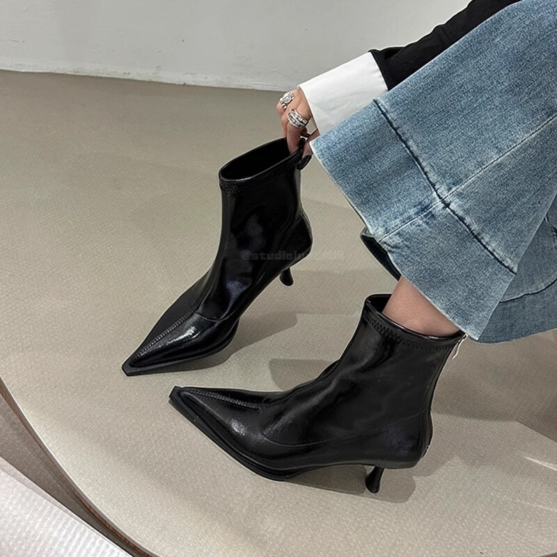 Hong Kong Genuine Leather Pointed Toe Stiletto Casual Short Boots for Women 2026 Spring and Autumn Versatile Fleece-Lined Fashion Boots Slim Boots High-Heeled Boots Hong Kong Genuine Leather Pointed Toe Stiletto Casual Short Boots for Women 2026 Spring and Autumn Versatile Fleece-Lined Fashion Boots Slim Boots High-Heeled Boots