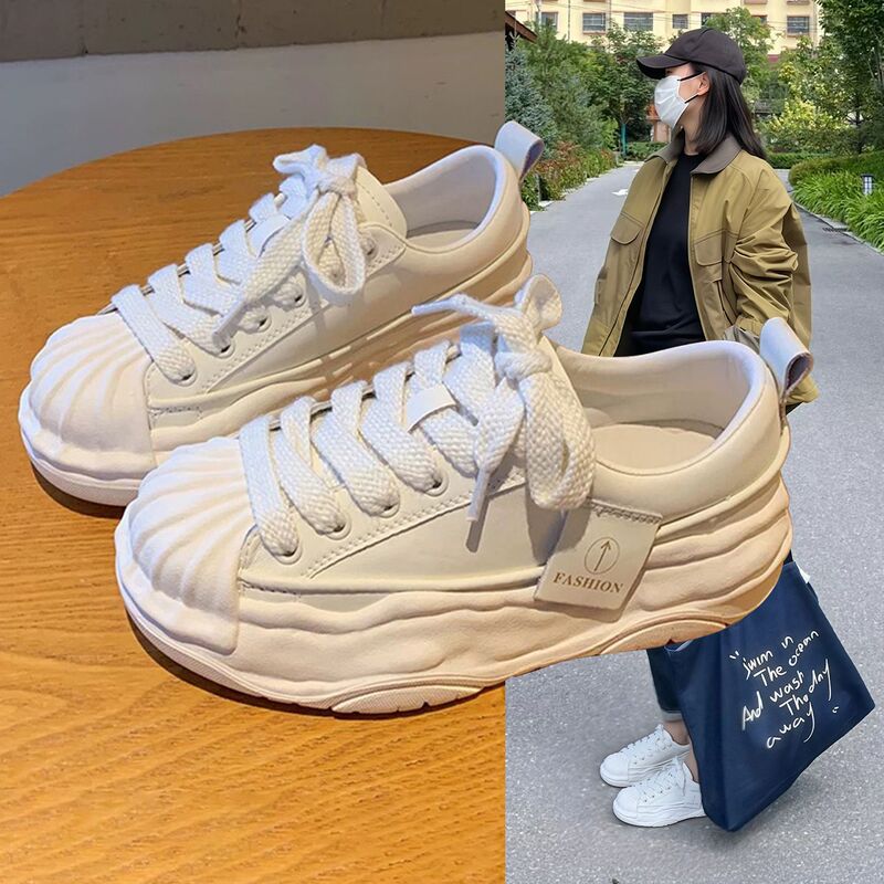 Hong Kong Shell-Toe Dissolving Shoes for Women 2026 Spring and Autumn New Genuine Leather Versatile White Shoes Breathable Casual Sneakers