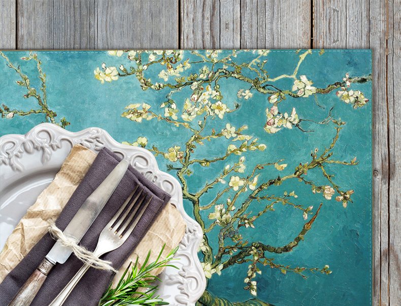 Vải cotton linen placemat phong cách Nhật Bản cách nhiệt pad hình chữ nhật phong cách Châu Âu Mỹ dày bảng mat tấm chống thấm nước đệm khăn trải bàn nhà hàng