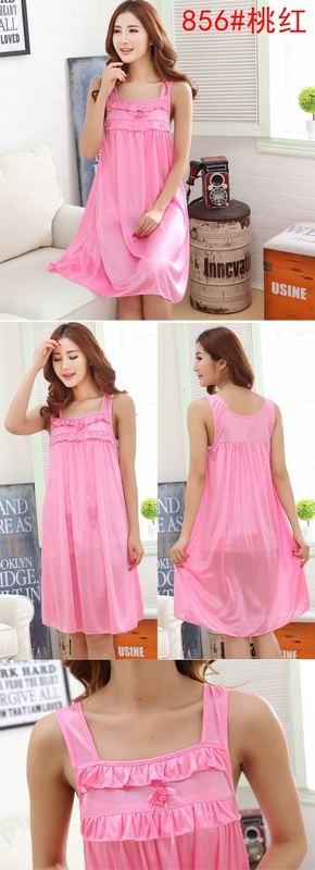 Mùa hè sexy phụ nữ sling nightdress lụa phụ nữ phù hợp với ren nữ mùa hè váy kích thước lớn băng lụa mùa hè đồ ngủ