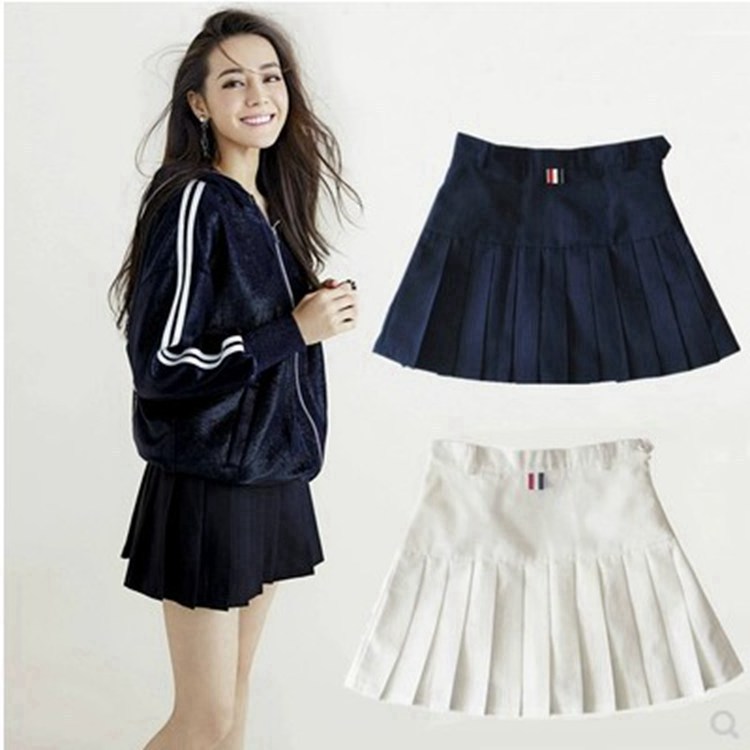 White TB Plexu Skirt Woman Spring 2022 New High Waist College Wind Defense Walking Light A Character Half Body Dress Student Short Skirt Summer