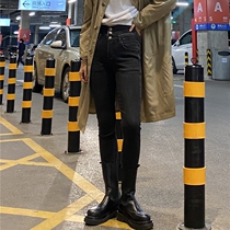 THREE12 autumn new high waist stretch small feet jeans