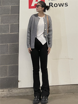 THREE12 autumn and winter high waist black elastic small micro-La jeans women