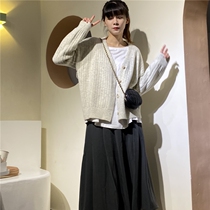  THREE12 autumn retro wild gentle loose knitted cardigan sweater jacket female