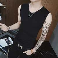 Thể thao Thể thao Vai rộng Tay áo Nam V-Sweat Sweat Vest Vai Thanh niên Mùa hè Slim Slim Mặc nam - Lót áo ba lỗ nam form rộng