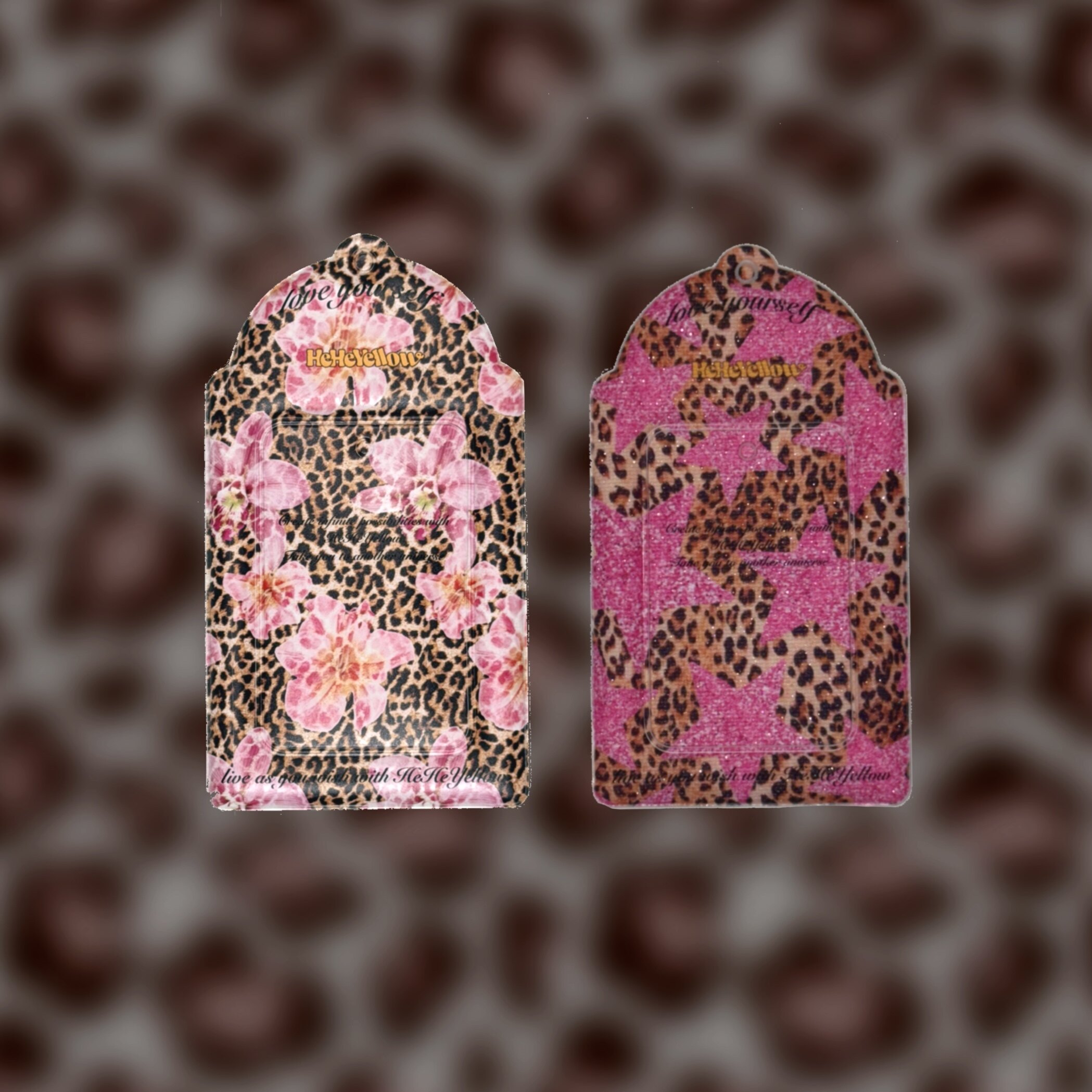 HeHeYellow Card Holder | Leopard Print Creative | Instagram-Style Girly | Soft Shell Protective Case | Leopard Print Stars