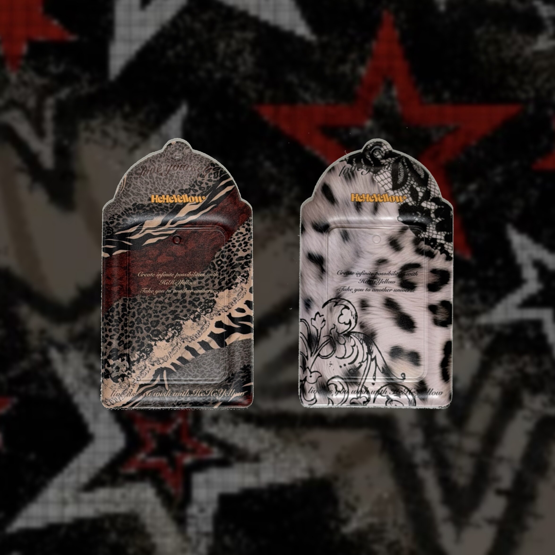 HeHeYellow Card Holder | Leopard Print | Retro Style | Dark Chip | Small Card Protector