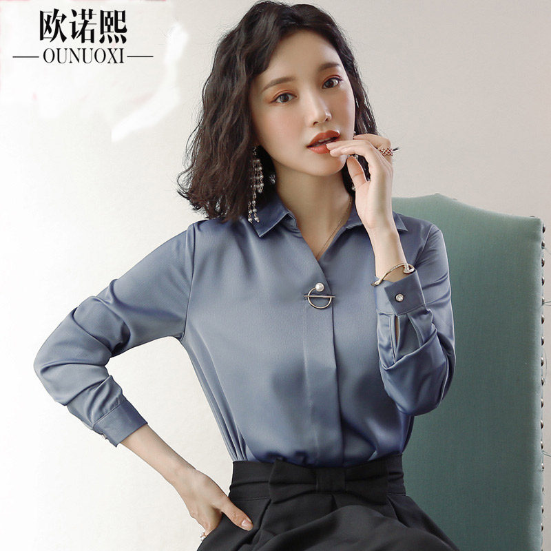 Chiffon shirt Women 2018 autumn new Korean version of women loose slim slim Hong Kong