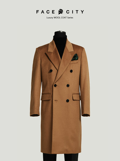 Double-breasted coat for men in autumn and winter new style woolen coat jacket for men medium and long