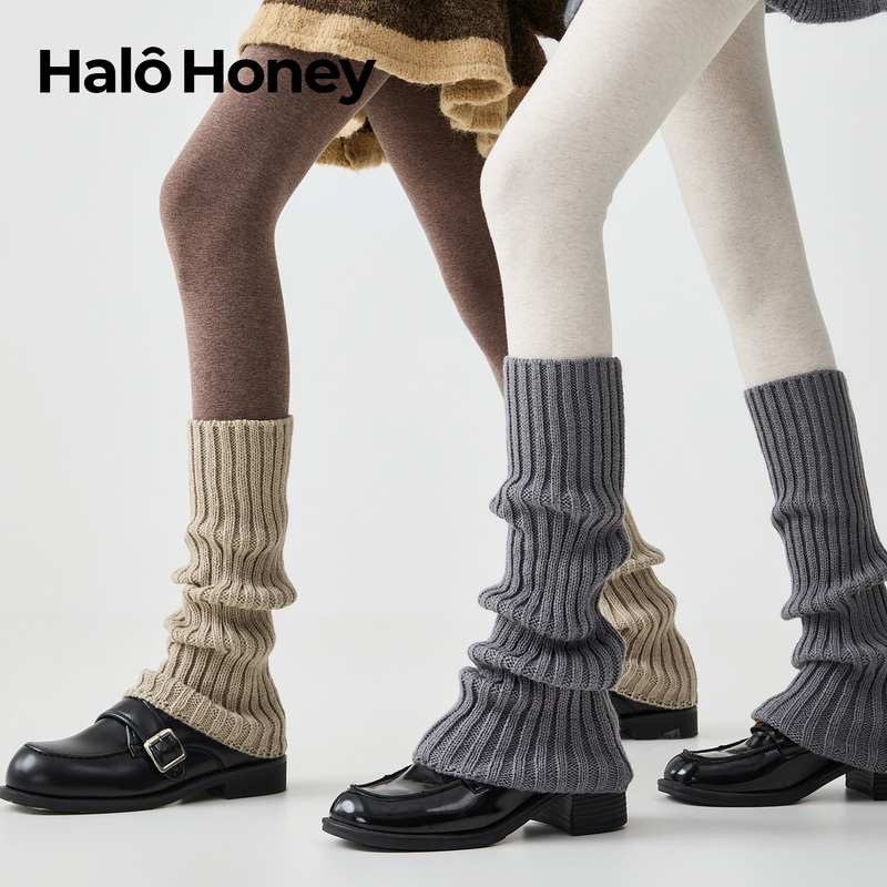 Knitted Gray Socks for Women, Calf Socks, Jk Snow Boots Leg Warmers, Autumn and Winter Warm Thick Long Tube Slouch Socks