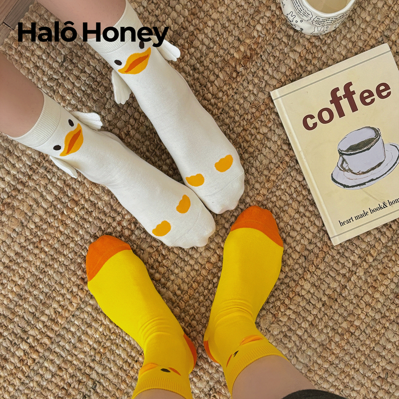 Cartoon Cute Duck Socks for Women, Mid-Calf Socks, Trendy Pure Cotton Autumn and Winter Japanese Style Couple and Best Friend Slouch Socks Cartoon Cute Duck Socks for Women, Mid-Calf Socks, Trendy Pure Cotton Autumn and Winter Japanese Style Couple and Best Friend Slouch Socks