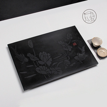 Factory direct sale natural black gold stone tea tray Stone tea tray whole piece Wujin Stone tea tray tea table Tea Sea can be customized