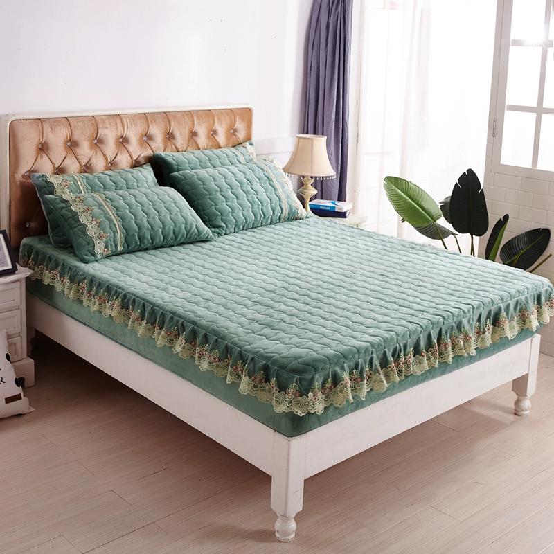 Hàn Quốc chồn vàng nhung doanh nghiệp giường bông dày luật Levin nhung nhung san hô ấm áp một mảnh trượt bedspread nệm bảo vệ - Trang bị Covers