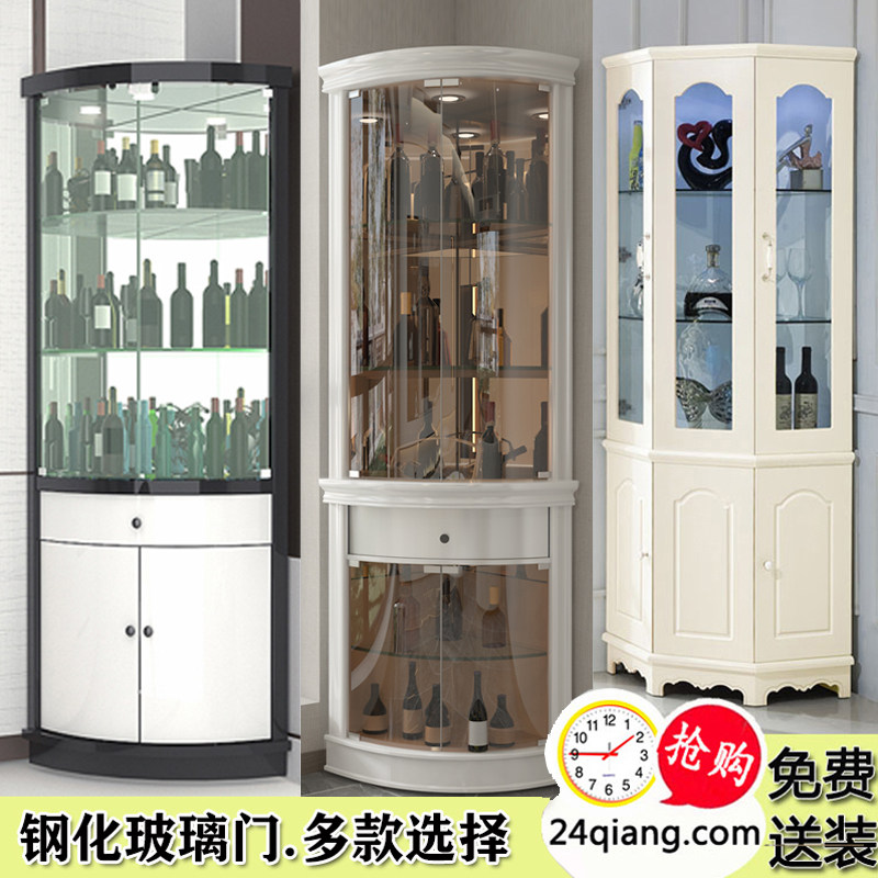 Light luxury wine cabinet Modern triangle cabinet living room corner cabinet Gao corner cabinet baking paint storage cabinet simple decorative cabinet