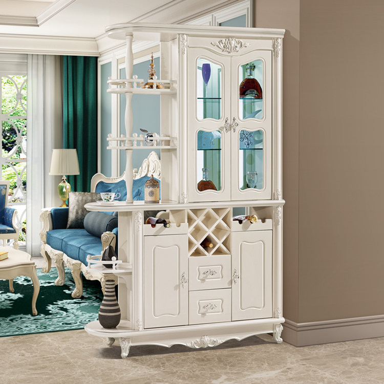 Entrance silver carving partition French pastoral wine cabinet fashion room hall cabinet double-sided shoe cabinet entrance living room cabinet