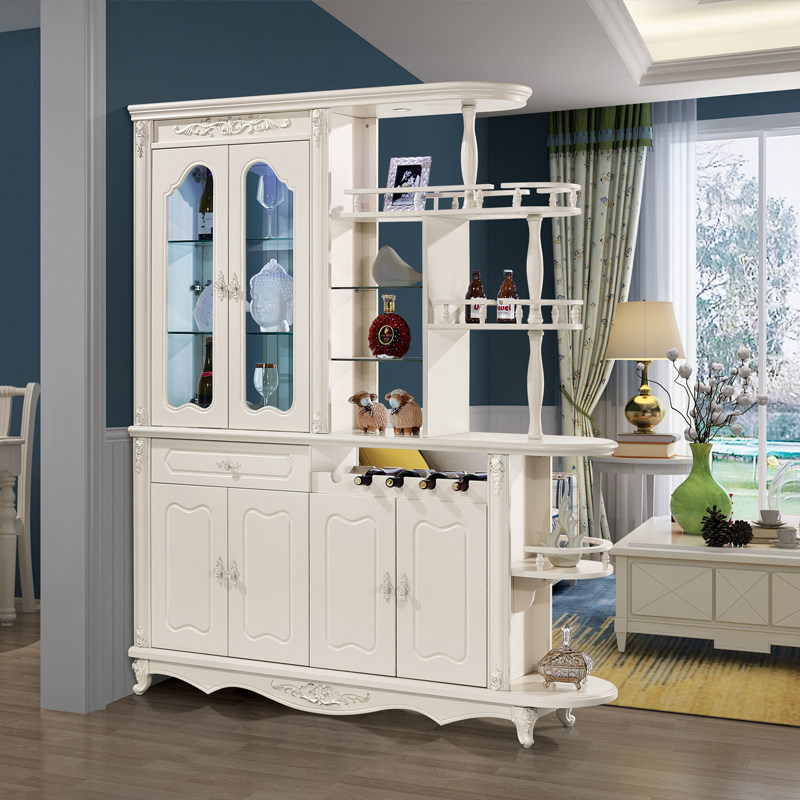 European-style French-style silver-painted partition cabinet screen wine cabinet entrance hall hall cabinet porch double-sided shoe cabinet storage cabinet 1 2 meters