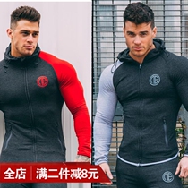 Muscle fitness sweater male brother sports jacket hooded zipper spring and autumn running training suit casual long-sleeved top