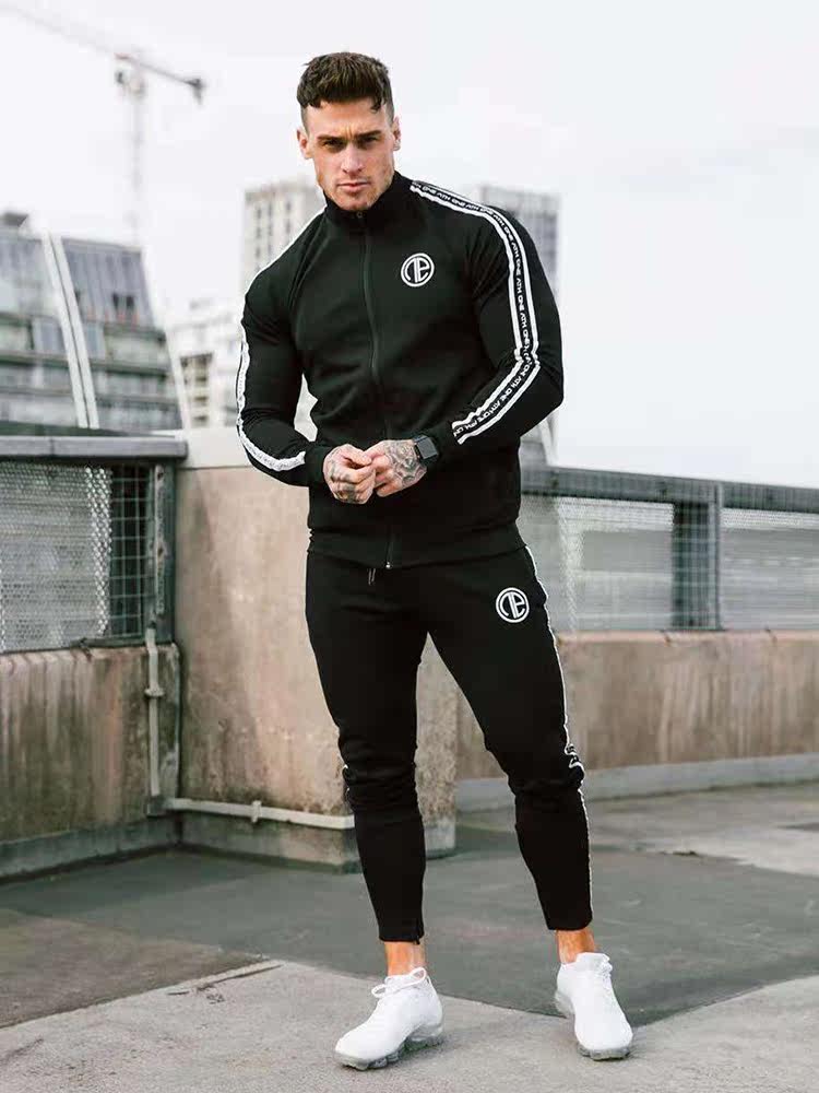 Muscle fitness suit men's morning running tight training long-sleeved gym casual sports clothes brother dog winter