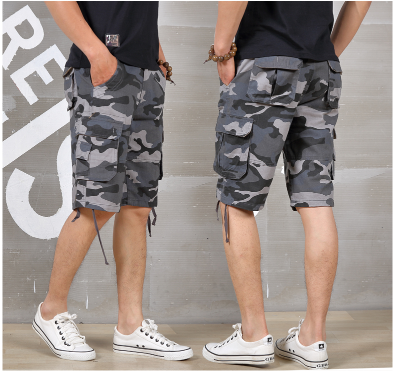 Ngụy trang ngoài trời năm quần nam rộng mùa hè dày mặc chống giản dị quần short thanh niên nhiều túi quần yếm jean nam