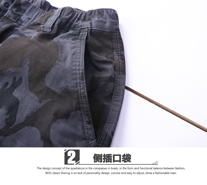 Quần crop top nam mùa hè mỏng phần nhiều túi quần xu hướng ngụy trang quần short rộng quần thể thao cỡ lớn quan jean nam