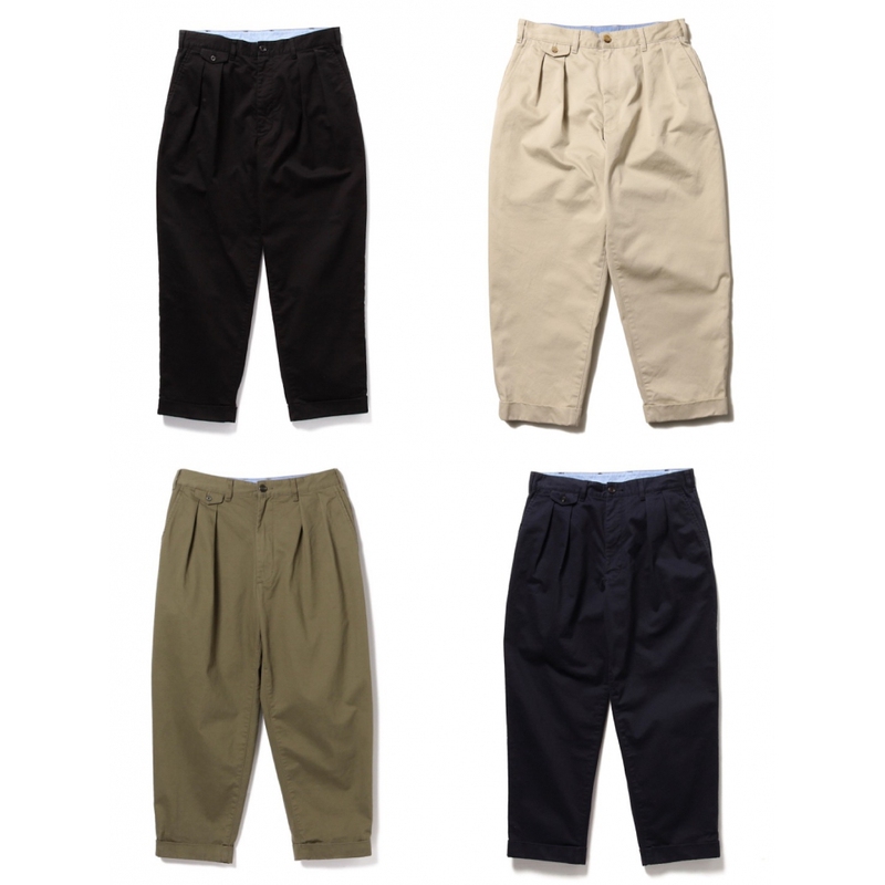23Ss Japanese Casual Pants Beams Plus Tapered Cropped Pants Double Pleated Cuffed Vintage Loose Pants