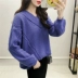 Áo len cổ lọ ngắn cổ chữ V nữ 2018 mùa thu Hàn Quốc phiên bản áo len lửng gió lười học sinh cách kết hợp áo len cổ tim Áo len cổ chữ V