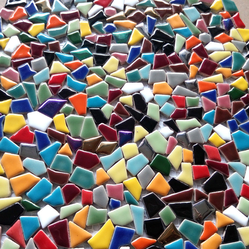 Ceramic Mosaic Profiled Small Pieces Irregular Seven Color Plated Phantom Jigsaw Puzzle Background Wall Tile Free Stone Color