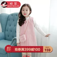 Thuyền Chuột Kids Girl Váy Plus Velvet Làm dày Nữ Hàn Quốc Dài tay Trẻ em Váy Cô gái Váy mùa đông váy trẻ em hàn quốc