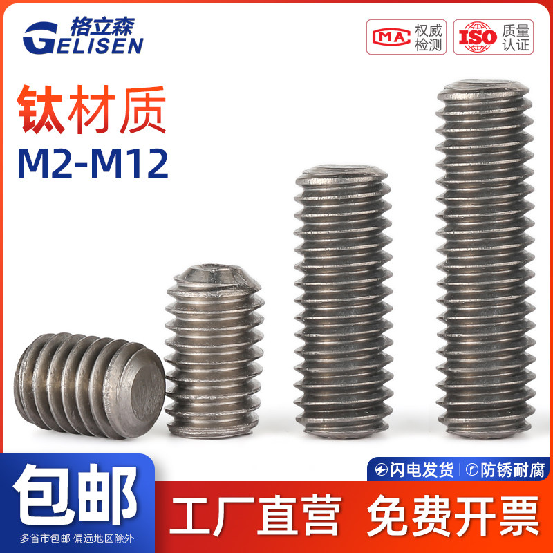 GLS 纯钛TA2紧定螺钉止付螺丝顶丝机米无头螺丝M3M4M5M6M8M10M12