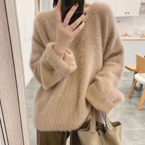 Autumn and winter 2020 New lazy wind retro port flavor loose Korean cashmere sweater women wear