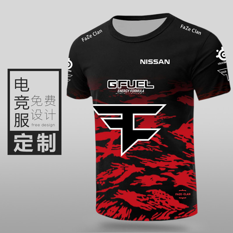 CSGO赛服设计Faze Clan电竞短袖T恤 青年冰丝速干团体定制运动服