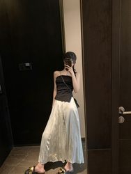 FENG Tiantian Mermaid Princess Skirt ແອວສູງແມ່ຍິງ Summer Imitation Acetic Acid Slimming Cover-up Elegant Temperament ກະໂປງຍາວ