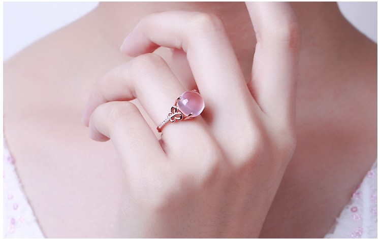 Phiên bản Hàn Quốc của Furong đá bột pha lê Mori nhẫn nhẫn vàng hồng nữ chỉ số ngón tay cá tính mở trang sức học sinh nhẫn nam pnj