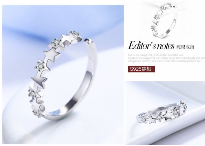 Phiên bản Hàn Quốc của Furong đá bột pha lê Mori nhẫn nhẫn vàng hồng nữ chỉ số ngón tay cá tính mở trang sức học sinh nhẫn nam pnj