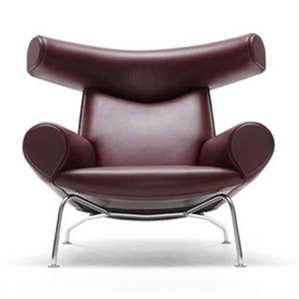 Classic Danish Nordic Personality Comfort Designer Genuine Leather Light Luxury Bull Corner Living Room Casual Single Sofa Reclining Chair