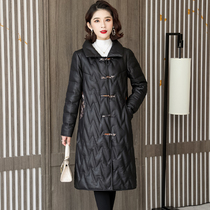 Special clearance Haining leather wireless down jacket womens mid-length winter sheepskin leather clothing fashion loose jacket