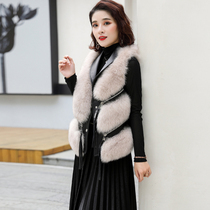 Haining 2020 autumn and winter new fox fur grass vest womens short waistcoat fashion fur one-piece vest jacket