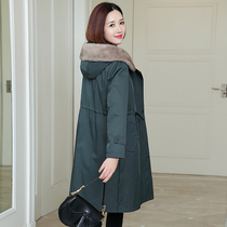 Special price Buffet Fur Collar Overcome female mid-length 2021 Winter new detachable otters rabbit hair liner jacket