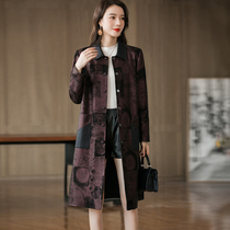 Henning genuine leather fur coat woman mid length 2021 fall new 100 hitch Mama printed sheep leather Outer cover big code