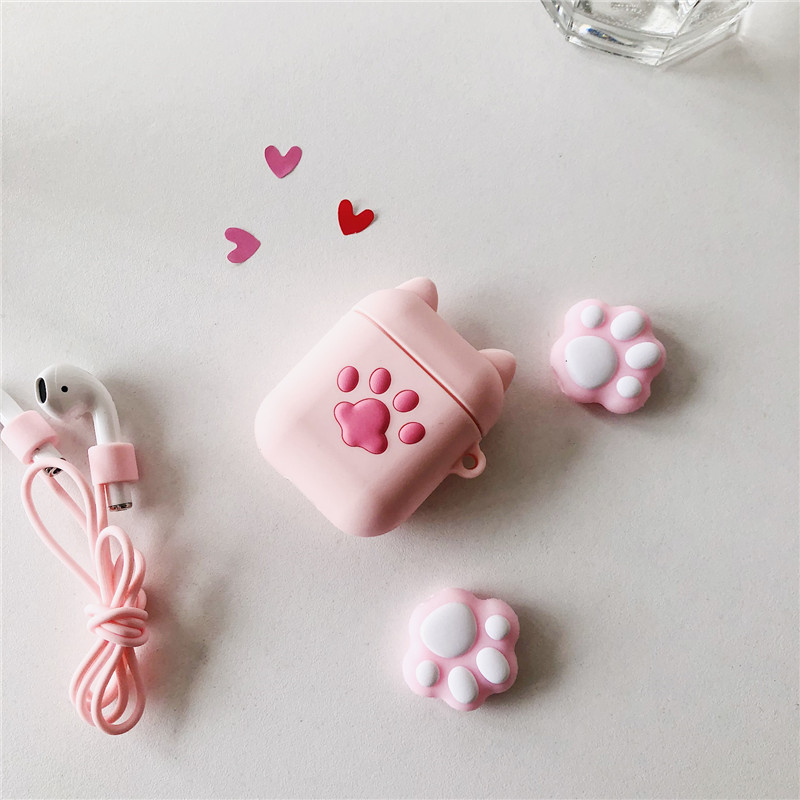 Girl pink cat claw airpods protective sleeve Apple pro bluetooth headset silicone sleeve anti-lost rope data sleeve