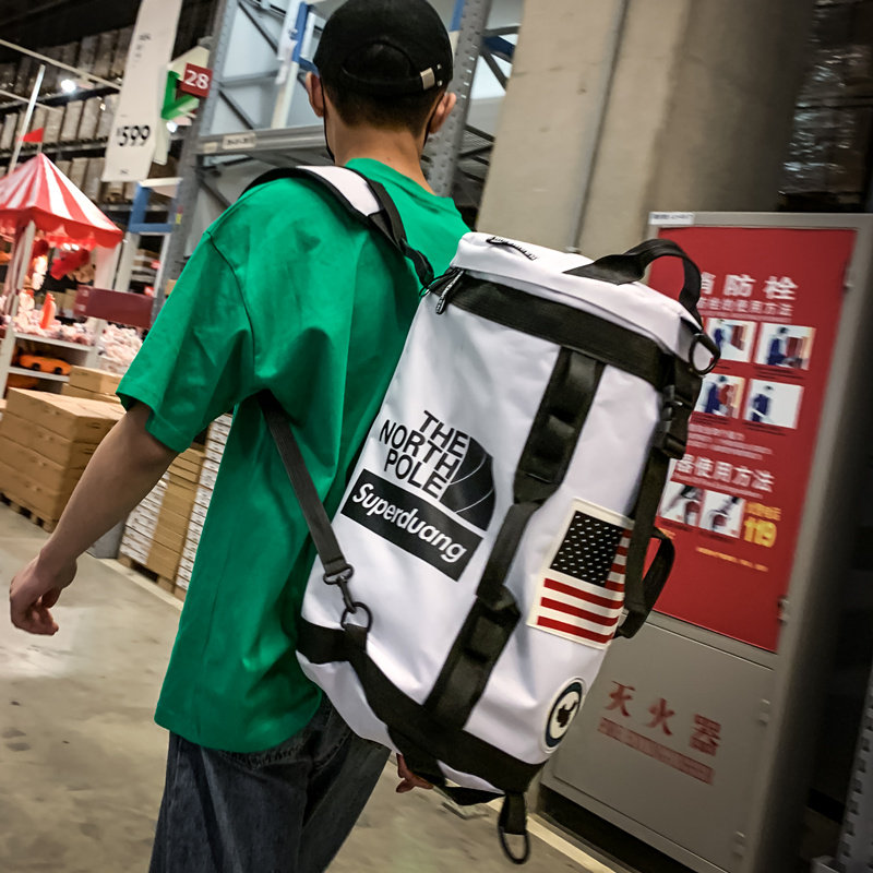 Street trend back backpack men's large-capacity hip-hop tide brand messenger student schoolbag women's dual-use travel fitness backpack